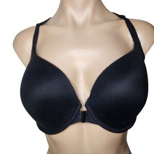 Victoria’s Secret Underwire Front Clasp Lace Back Criss Cross Bra Black Sz 34DDD